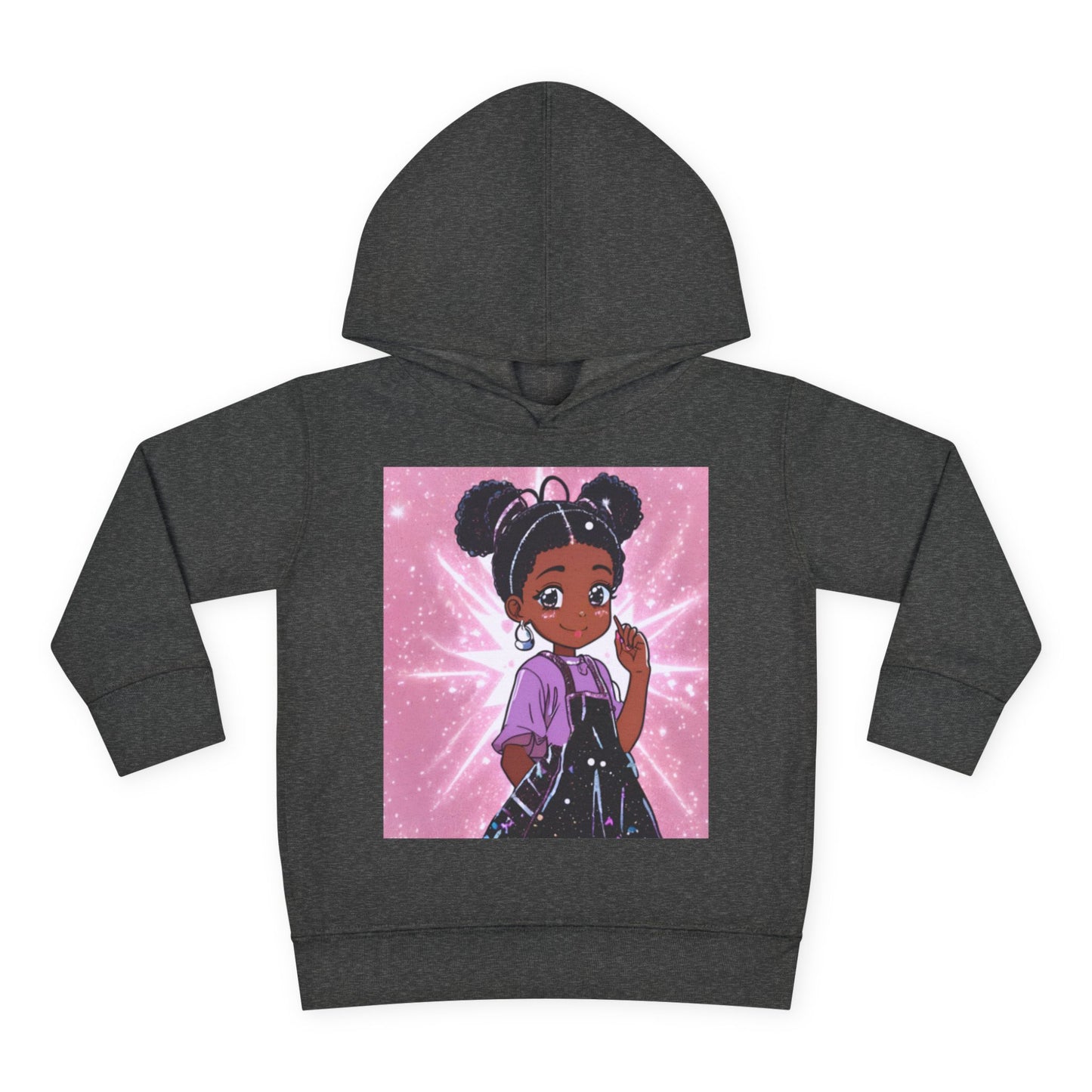 Cute Toddler Pullover Fleece Hoodie with Cartoon Girl Design