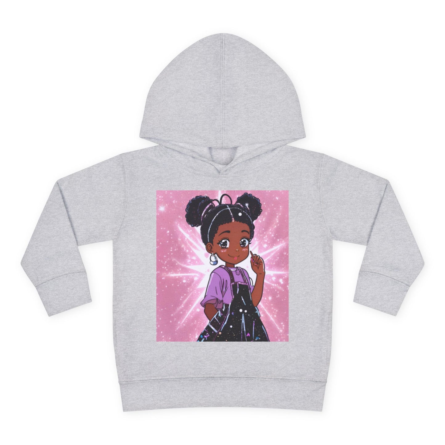 Cute Toddler Pullover Fleece Hoodie with Cartoon Girl Design