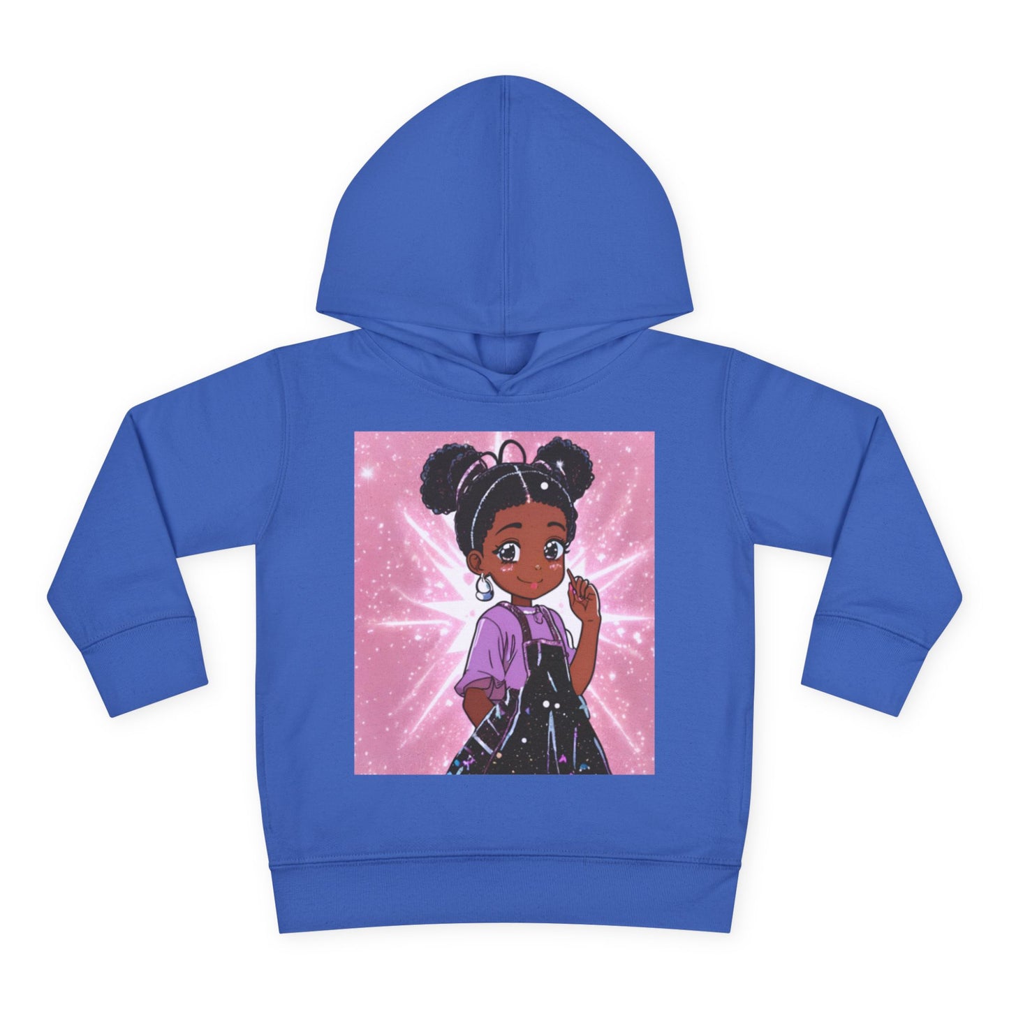 Cute Toddler Pullover Fleece Hoodie with Cartoon Girl Design