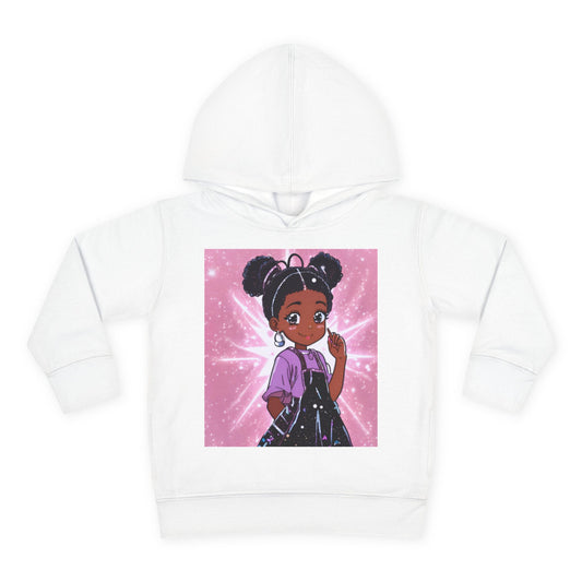 Cute Toddler Pullover Fleece Hoodie with Cartoon Girl Design