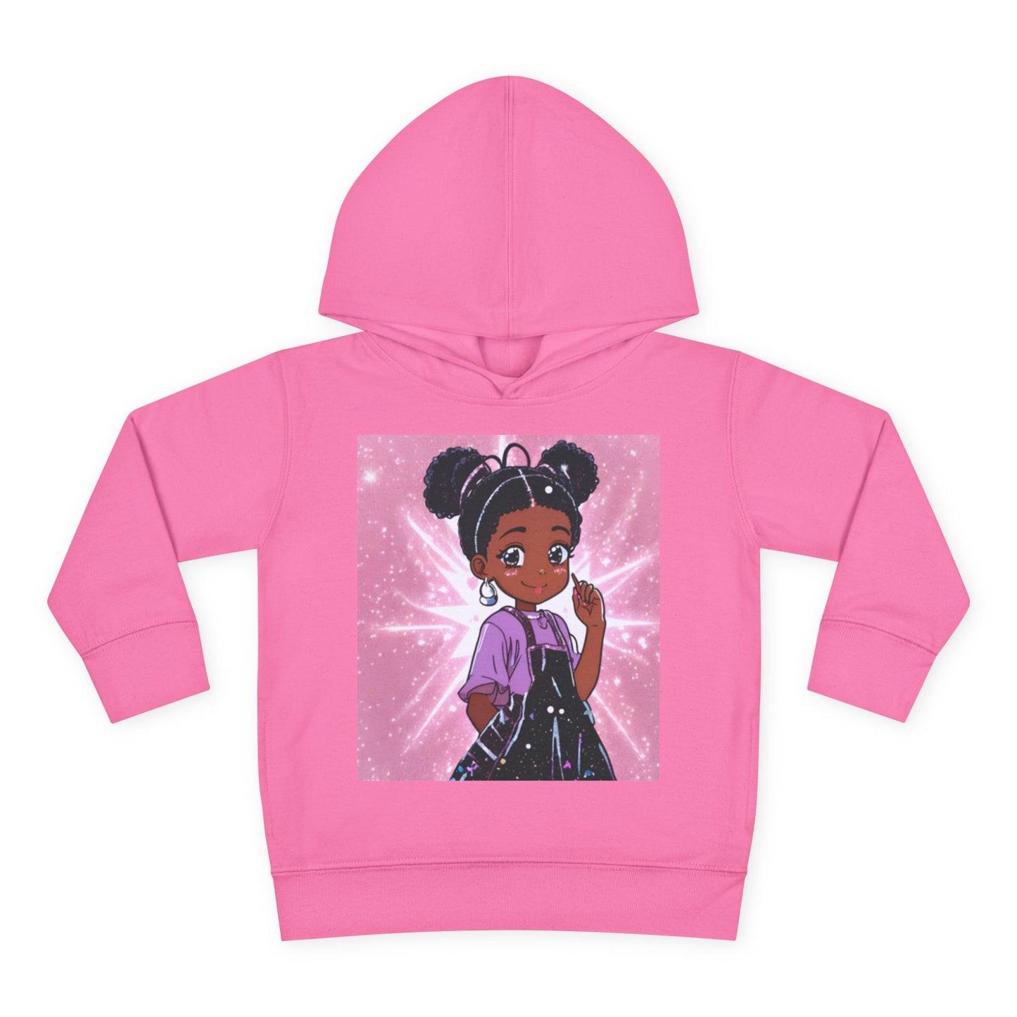 Cute Toddler Pullover Fleece Hoodie with Cartoon Girl Design